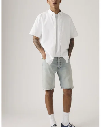 Pantaloni scurti din denim cu croiala dreapta, Albastru deschis