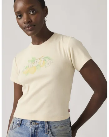 Tricou din bumbac cu imprimeu logo, Galben pal