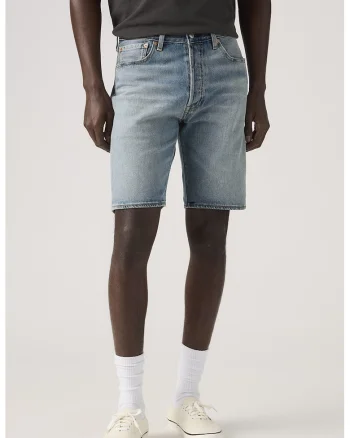 Pantaloni scurti din denim cu aspect decolorat, Albastru