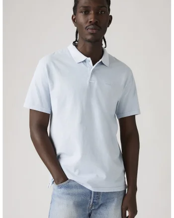 Tricou polo cu model uni, Albastru pastel