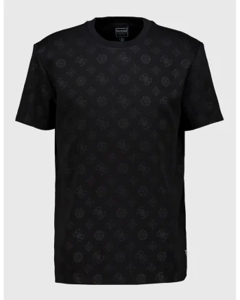 Tricou cu decolteu la baza gatului si monograma, Negru