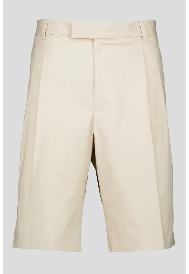 Pantaloni scurti chino cu croiala lejera si model uni, Bej deschis