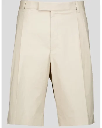 Pantaloni scurti chino cu croiala lejera si model uni, Bej deschis