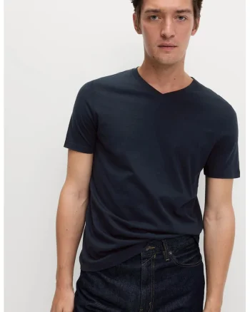Tricou regular-fit cu decolteu in V, Bleumarin