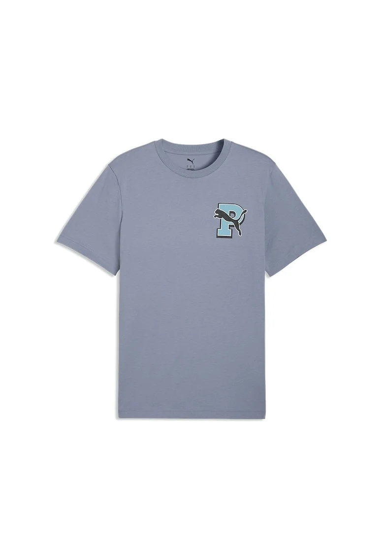 Tricou din bumbac cu imprimeu logo pe partea din spate, Negru/Albastru azur/Albastru deschis