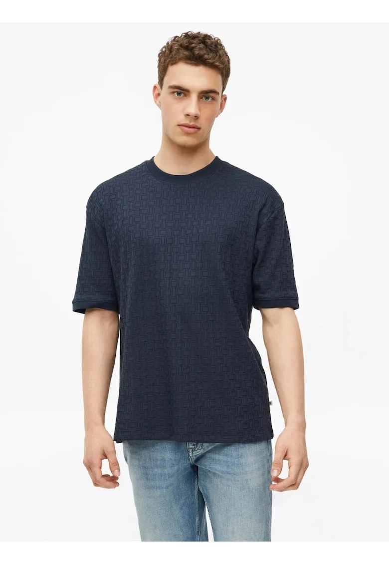 Tricou barbati, din amestec de bumbac, Relaxed fit, Bleumarin inchis