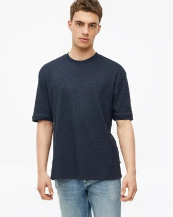 Tricou barbati, din amestec de bumbac, Relaxed fit, Bleumarin inchis