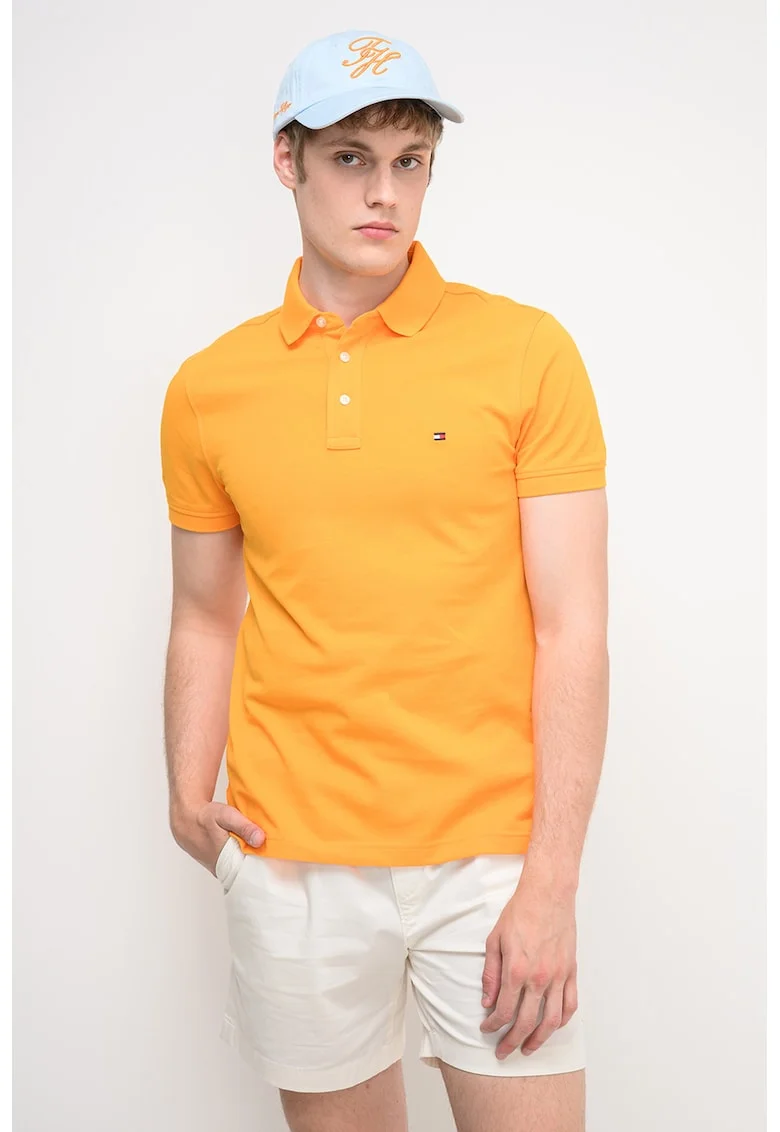 Tricou polo din amestec de bumbac organic 1985, Galben