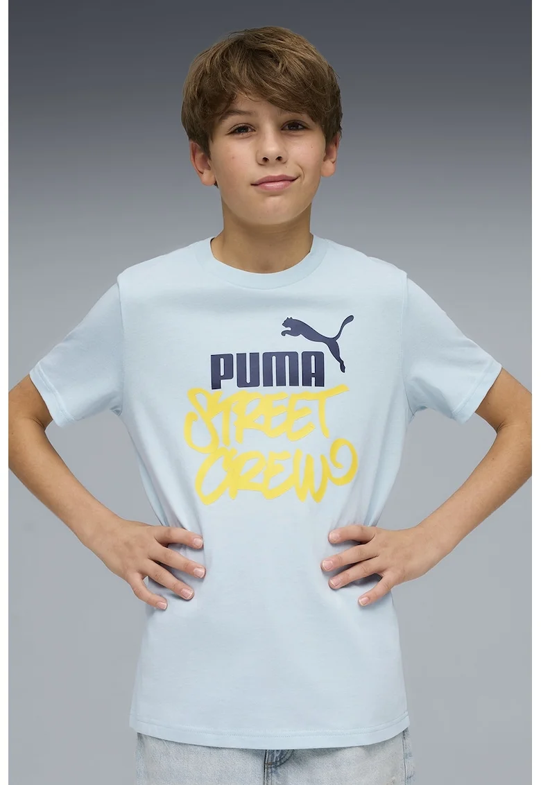 Tricou cu logo si imprimeu graffiti, Galben sofran/Albastru glaciar/Bleumarin