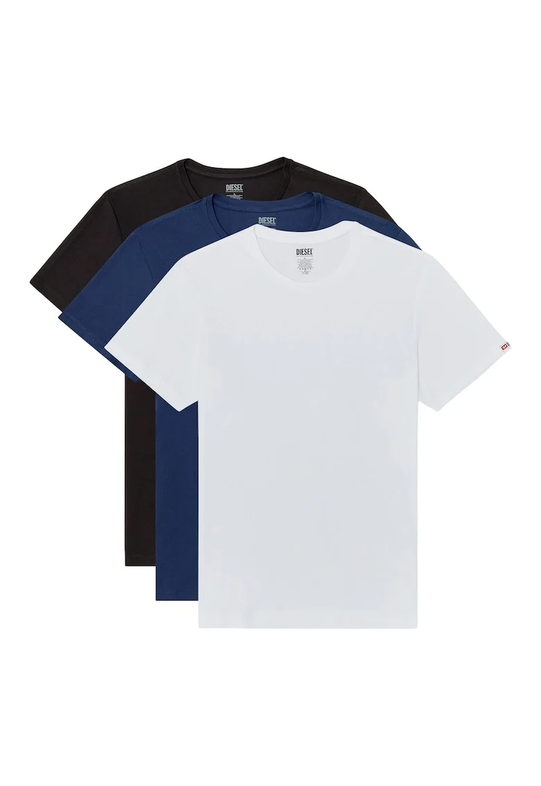 Set de tricouri de bumbac - 3 piese, Alb/Negru/Albastru