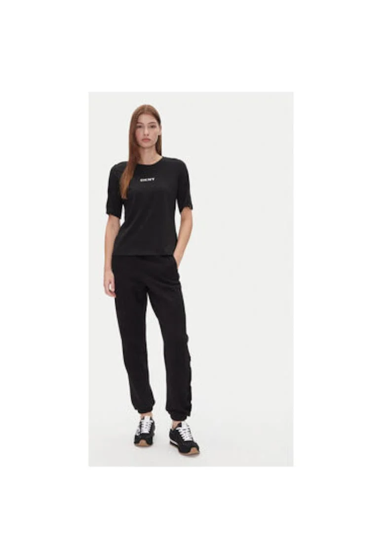 Tricou dama  P4JHBRJQ, Bumbac/Modal, Negru, Negru