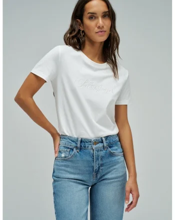 Tricou cu broderie logo pe piept