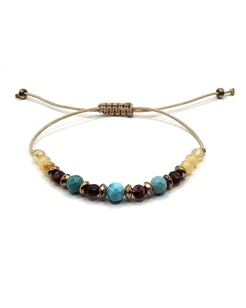 Bratara handmade, ajustabila, zodia Sagetator,  pietre semipretioase Citrin, Hematit, Granat si Turcoaz, bej