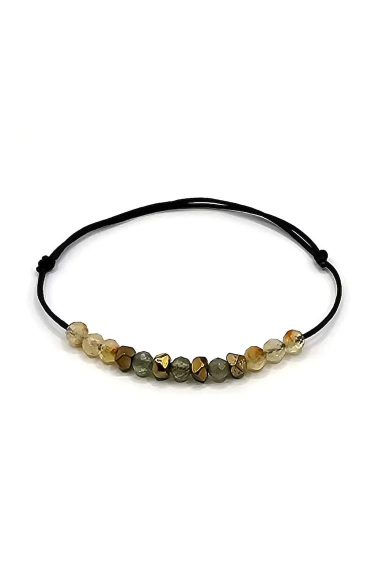Bratara handmade zodia Leu,  Pietre Semipretioase Peridot, Citrin si Hematit, Negru