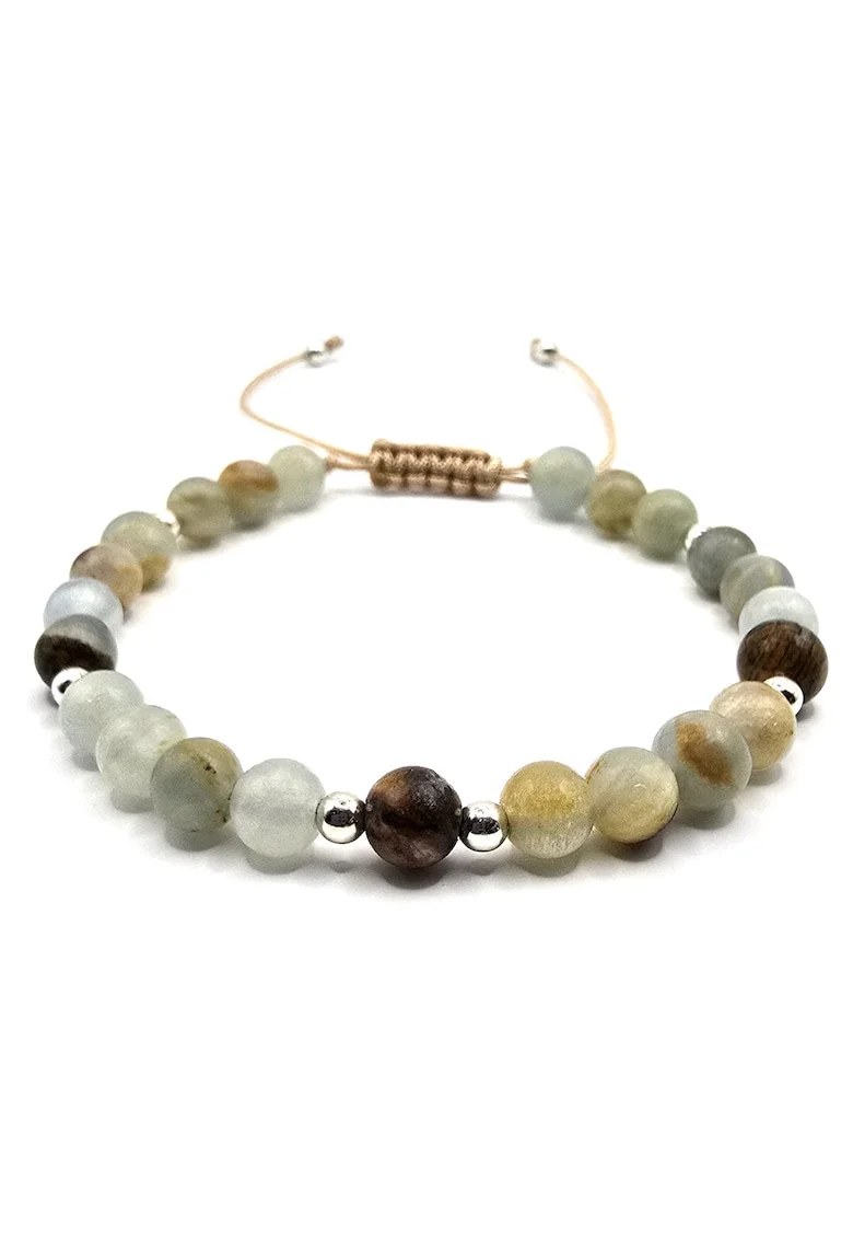 Bratara handmade, ajustabila,  din argint 925 si pietre semipretioase calcit, multicolor