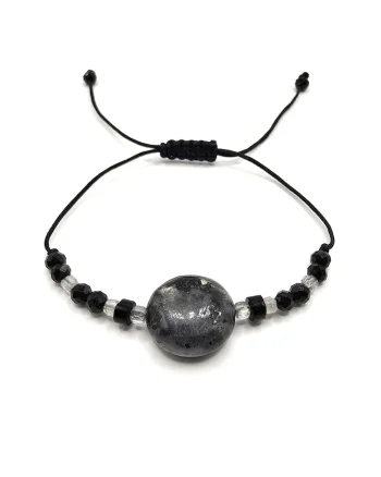 Bratara handmade, ajustabila, zodia Capricorn,  pietre semipretioase Turmalina, labradorit, onix, negru
