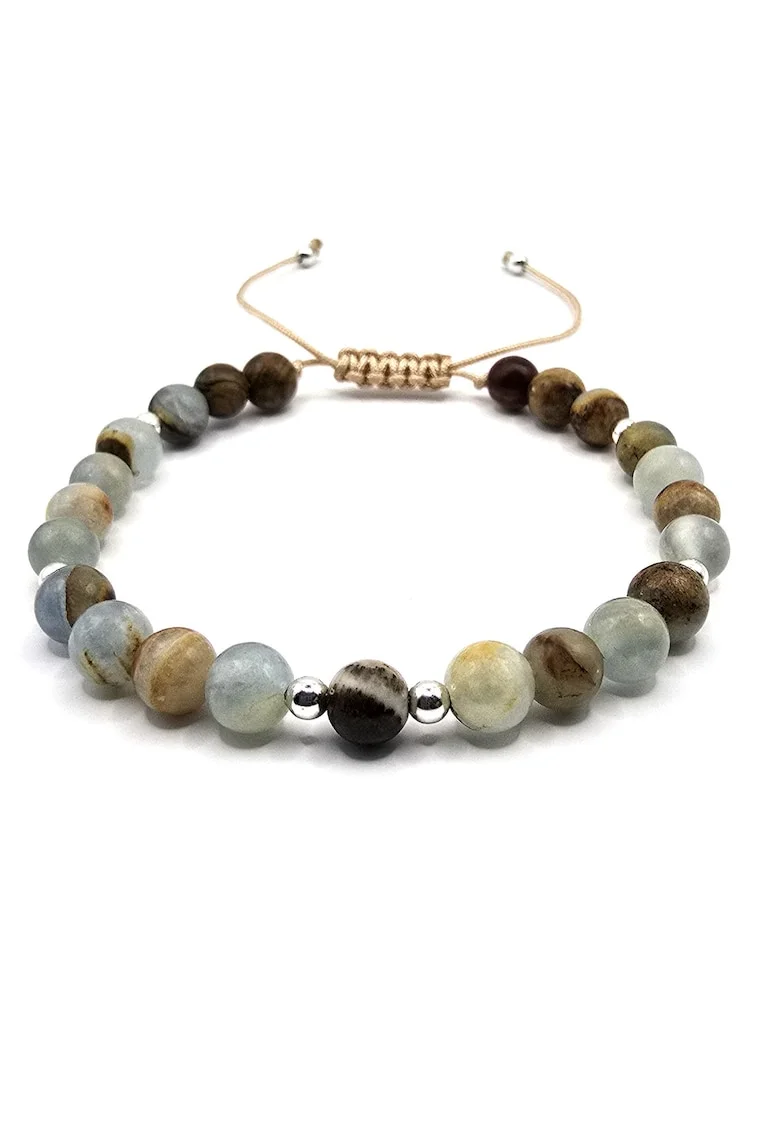 Bratara handmade, ajustabila,  din argint 925 si pietre semipretioase calcit, multicolor