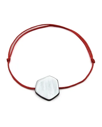 Bratara handmade, ajustabila,  piatra semipretioasa sidef, ideala martisor, rosu/alb