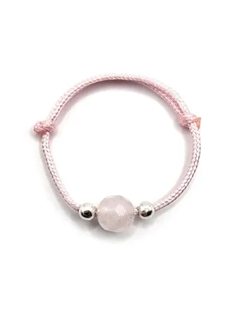 Inel handmade, ajustabil, din argint 925,  pietre sempretioase cuart, roz