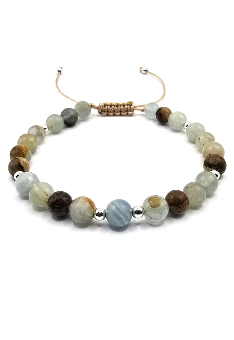 Bratara handmade, ajustabila,  din argint 925 si pietre semipretioase calcit, multicolor