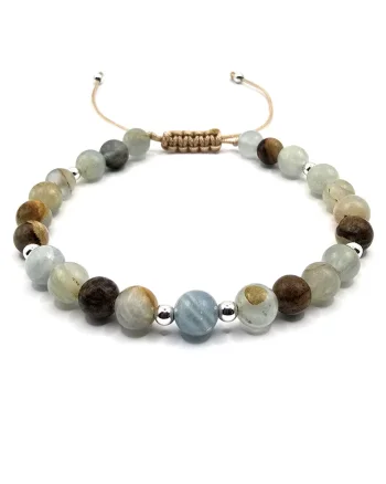 Bratara handmade, ajustabila,  din argint 925 si pietre semipretioase calcit, multicolor