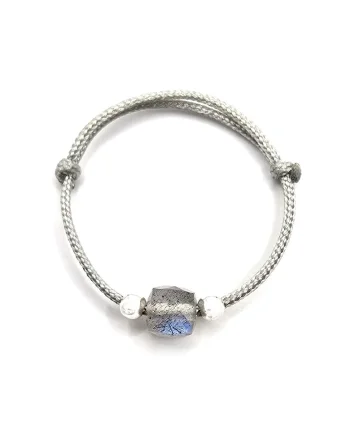 Inel handmade, ajustabil, din argint 925,  pietre sempretioase labradorit, gri