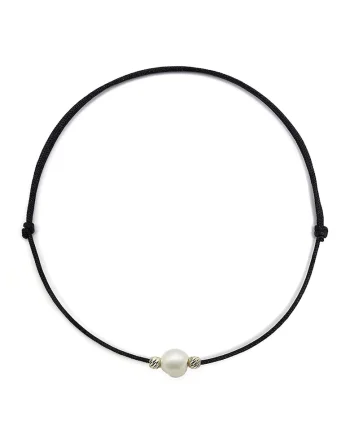 Bratara handmade, ajustabila, din aur 14k si snur de matase,  perla de cultura, multicolor
