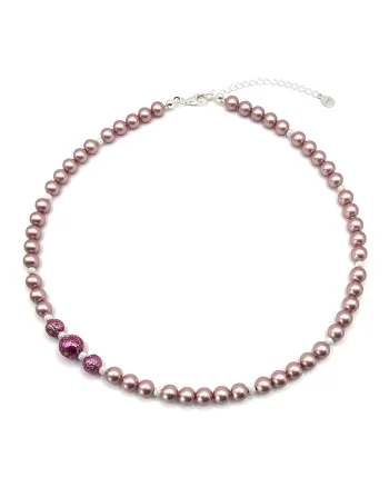 Colier handmade, ajustabil, din argint 925,  perle Swarovski si pietre semipretioase Lava multicolor, max. 45.00 cm
