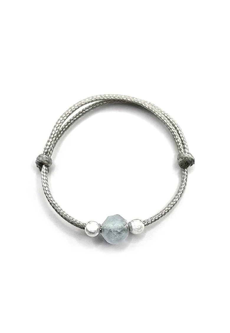 Inel handmade, ajustabil, din argint 925,  pietre sempretioase acvamarin, gri