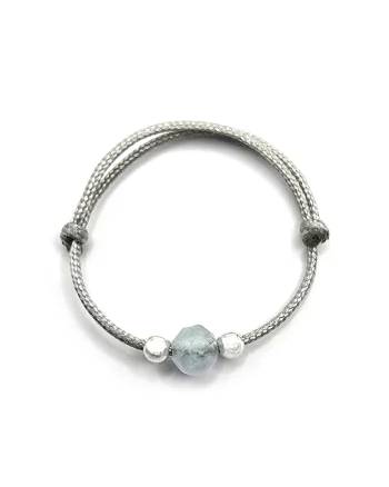 Inel handmade, ajustabil, din argint 925,  pietre sempretioase acvamarin, gri