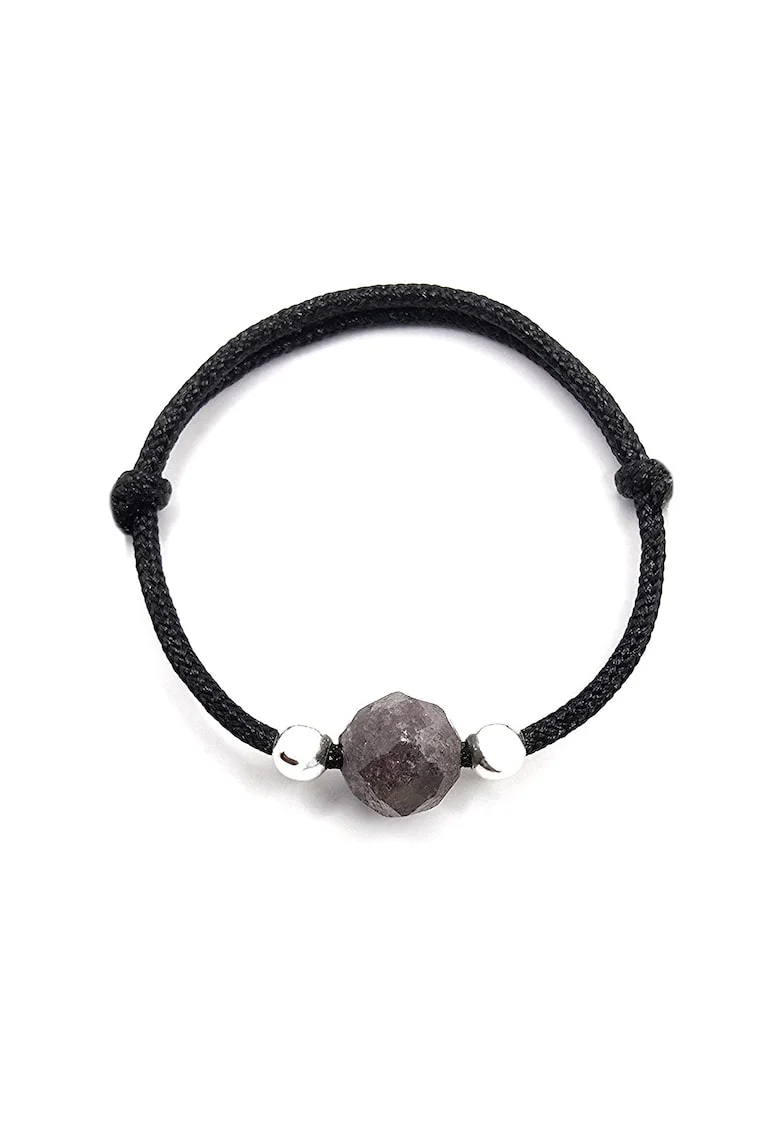 Inel ajustabil din argint,  pietre sempretioase safir, negru