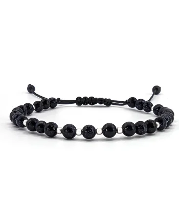 Bratara handmade, ajustabila, din argint 925,  snur de matase, pietre semipretioase piatra soarelui, multicolor