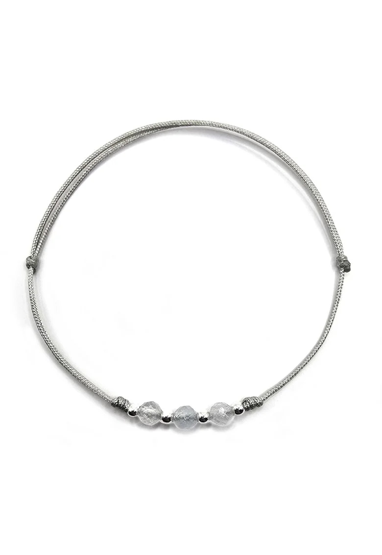 Bratara handmade, ajustabila, din argint 925,  pietre sempretioase acvamarin, gri