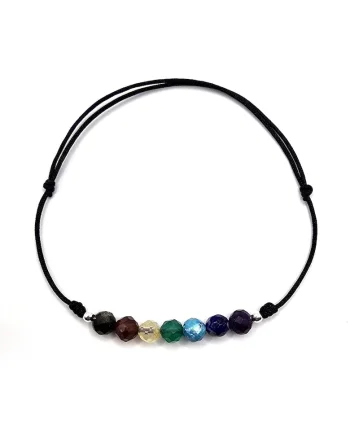 Bratara handmade, ajustabila, din argint 925,  pietre sempretioase, multicolor