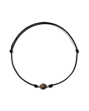 Bratara handmade, din argint 925,  ajustabila, cu piatra semipretioasa si snur de matase, 1 x bratara ochi de tigru