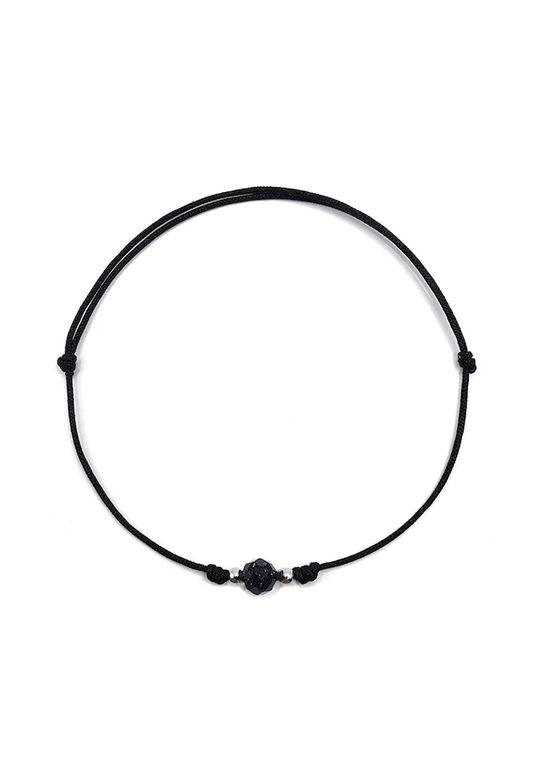 Bratara handmade, din argint 925,  ajustabila, cu piatra semipretioasa si snur de matase, 1 x bratara piatra soarelui