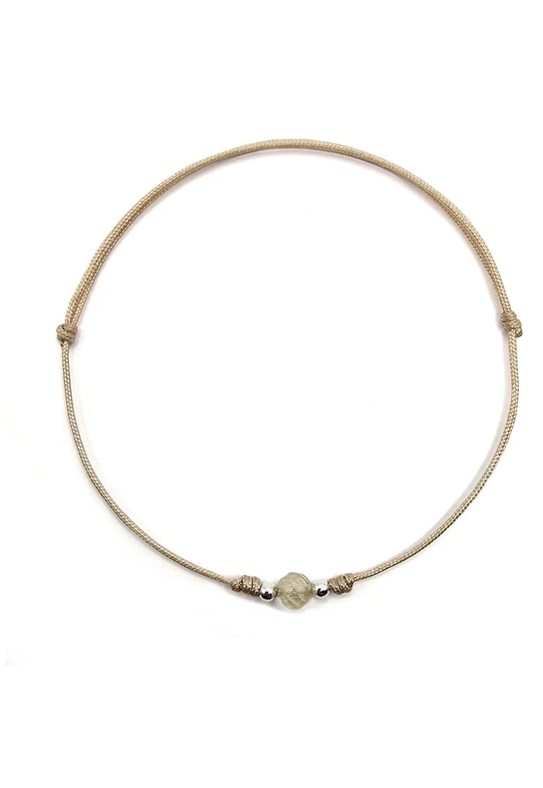 Bratara handmade, din argint 925,  ajustabila, cu piatra semipretioasa si snur de matase, 1 x bratara citrin
