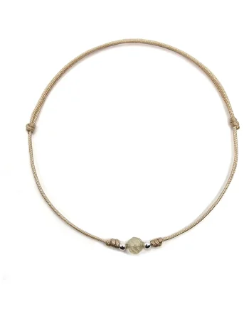Bratara handmade, din argint 925,  ajustabila, cu piatra semipretioasa si snur de matase, 1 x bratara citrin