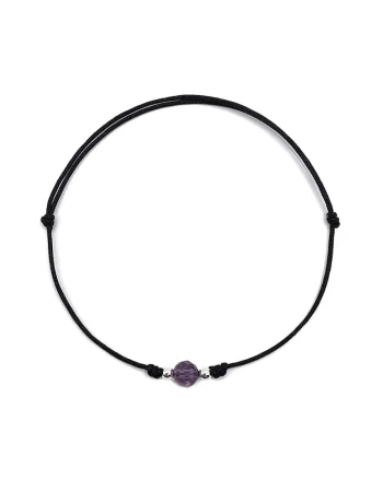 Bratara handmade, din argint 925,  ajustabila, cu piatra semipretioasa si snur de matase, 1 x bratara ametist