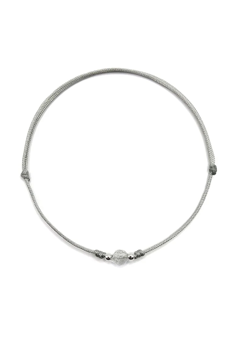 Bratara handmade, din argint 925,  ajustabila, cu piatra semipretioasa si snur de matase, 1 x bratara topaz