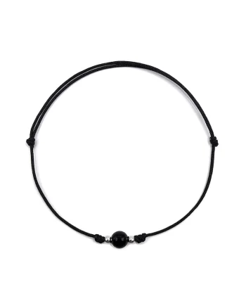 Bratara handmade, din argint 925,  ajustabila, cu piatra semipretioasa si snur de matase, 1 x bratara onix