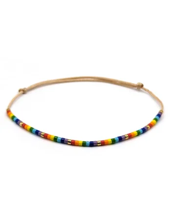 Bratara handmade, ajustabila,  margele Miyuki Delica colorate si placate cu aur 24k, Bej