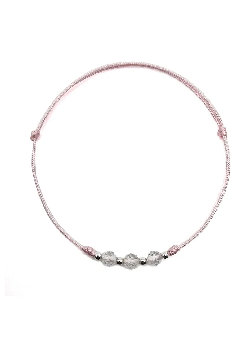 Bratara handmade, ajustabila, din argint 925,  pietre sempretioase topaz, Roz