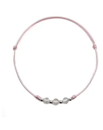 Bratara handmade, ajustabila, din argint 925,  pietre sempretioase topaz, Roz