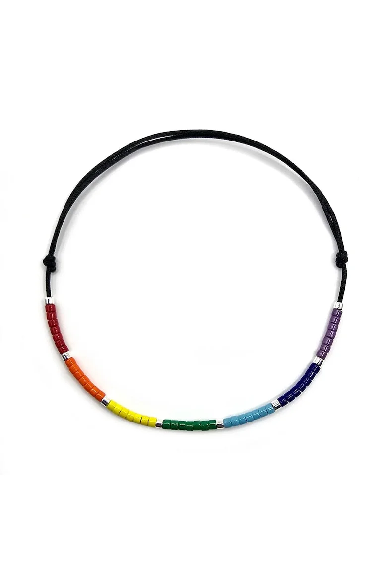 Bratara handmade, ajustabila,  margele Miyuki Delica ceramica, colorate si placate cu argint, Negru