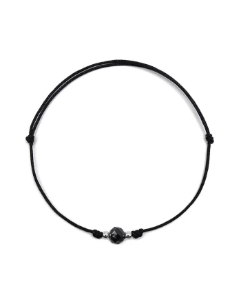 Bratara handmade, din argint 925,  ajustabila, cu piatra semipretioasa si snur de matase, 1 x bratara spinel