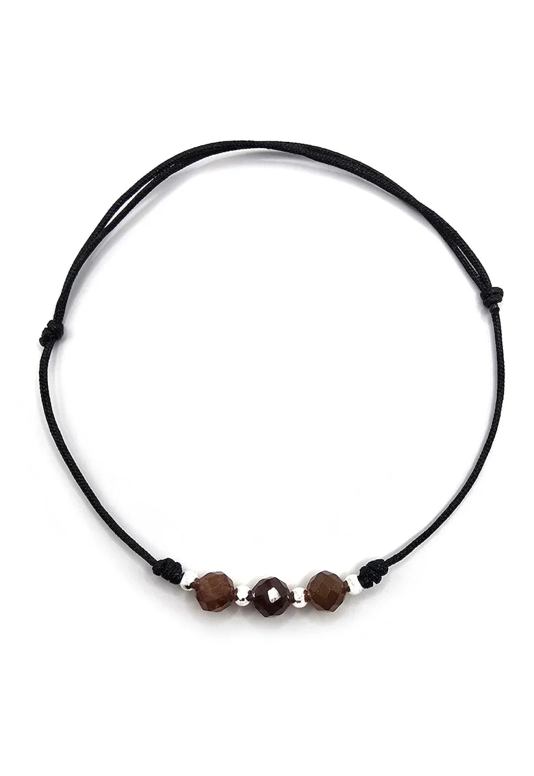 Bratara handmade, ajustabila, din argint 925,  pietre sempretioase granat, negru