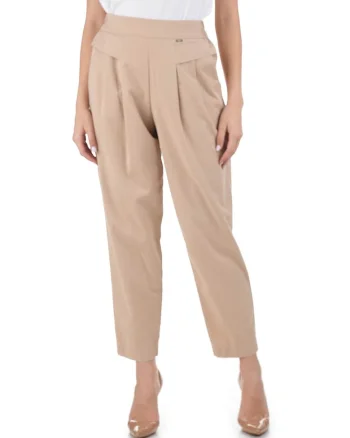 Pantaloni conici crop cu pense