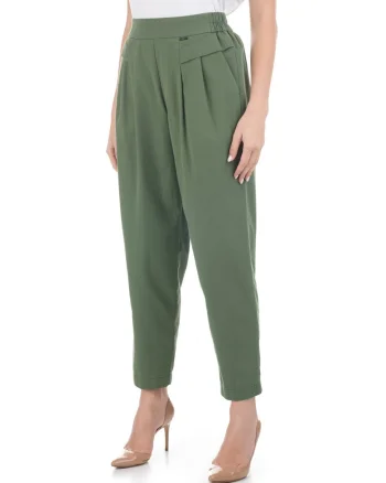 Pantaloni conici din bumbac cu buzunare laterale