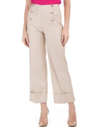 Pantaloni drepti uni din amestec de bumbac